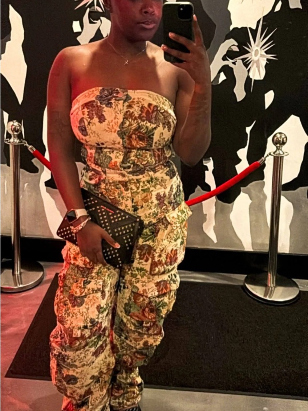 Akira Strapless Floral Cargo Jumpsuit in Multicolor - Picture 7 of 10